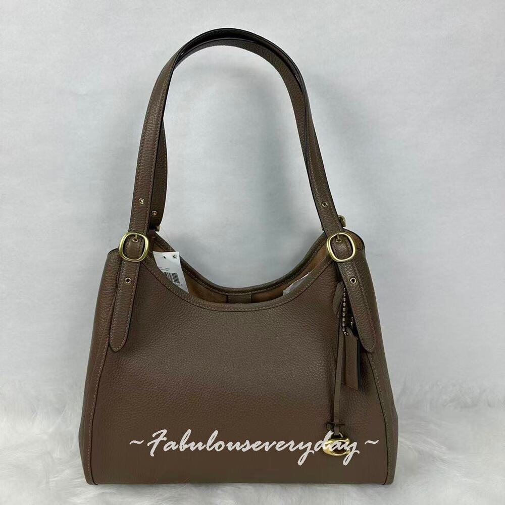 Coach Bella Medium Leather Shoulder Bag In Leather/Gold/Dark Stone CR979 NWT
